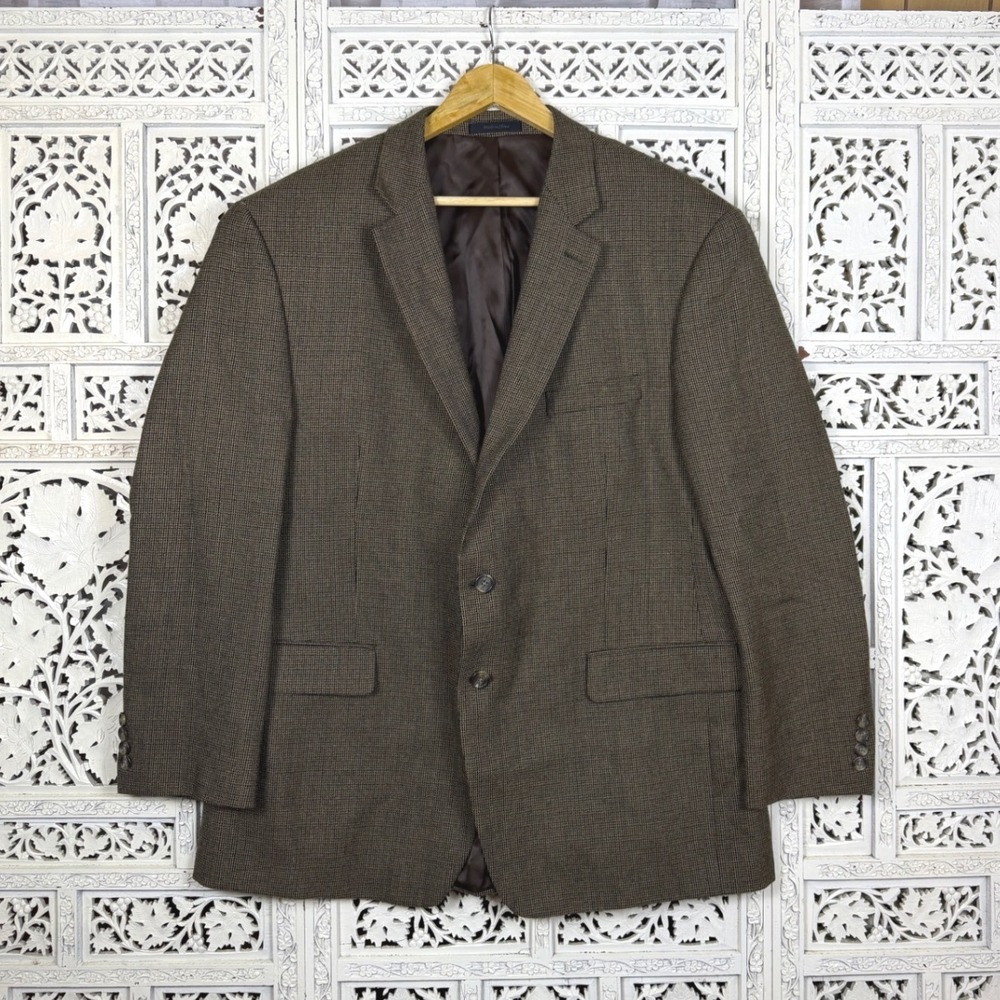 Chaps Plaid Lambswool Blazer Mens 46R Sports Jacket 2 Button‎ Career Academia